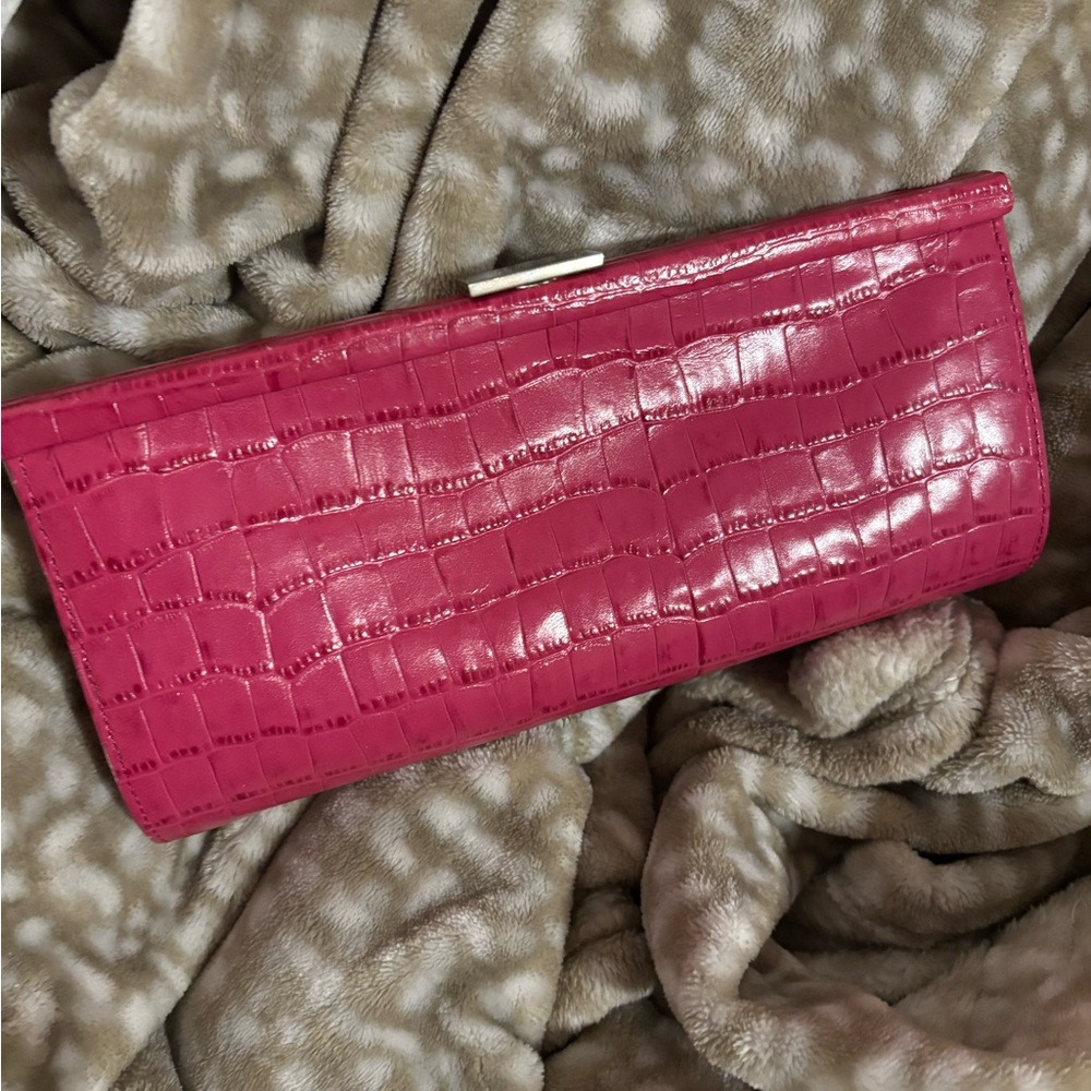 (SOLD) Casual Corner Vibrant Pink Embossed Clutch